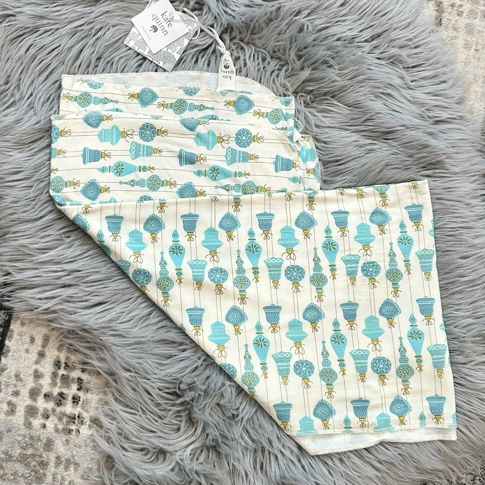 Kate Quinn Blue Ornament Bamboo Swaddle Blanket Approx 48